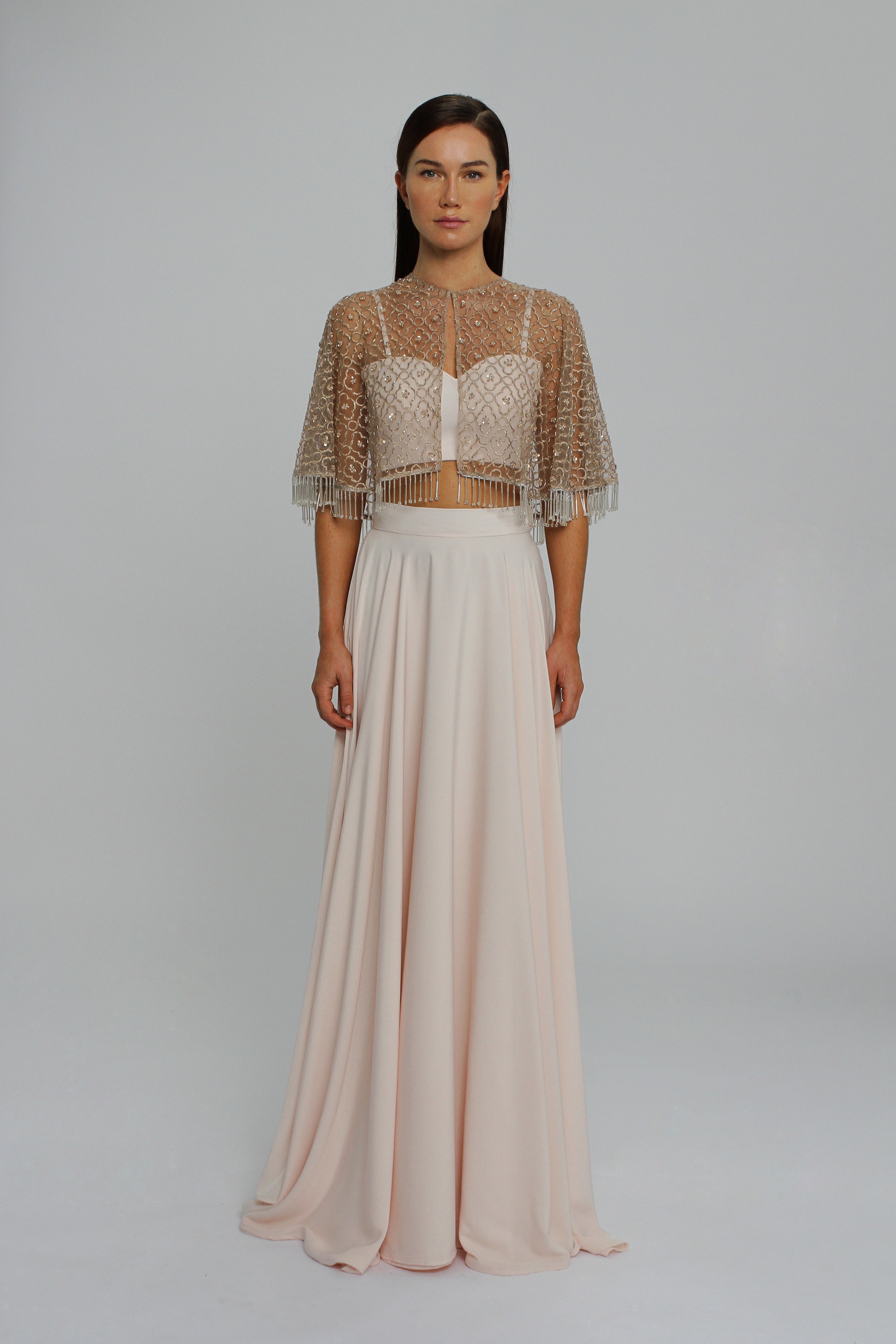 Embellished Bolero, Blush Crop Top & Maxi Skirt UME London Embellished Bolero, Blush Crop Top & Maxi Skirt UME London