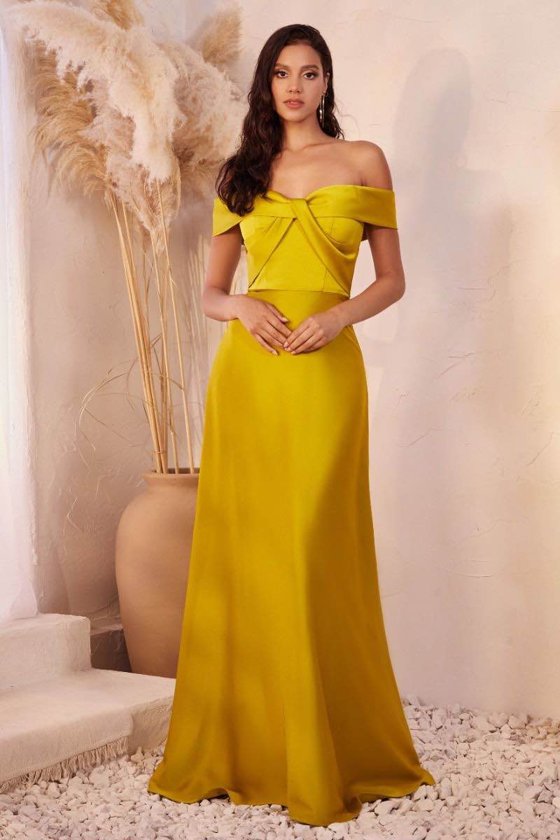 Off The Shoulder Twisted Knot Detail Satin A Line Dress