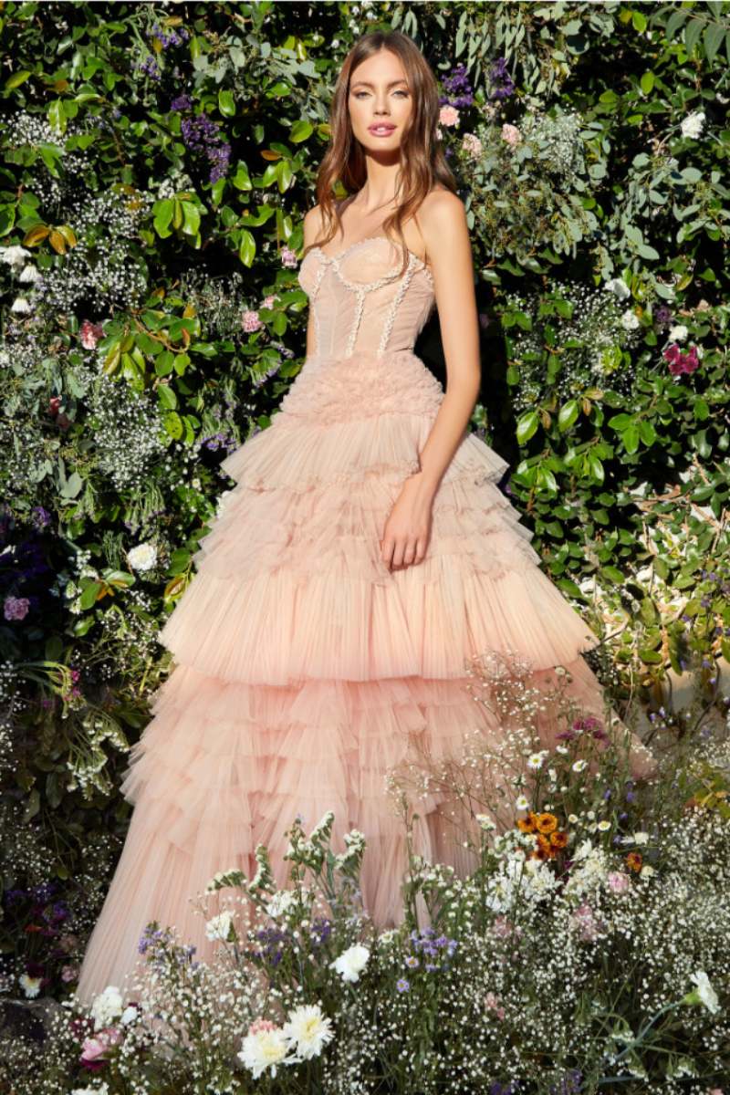 Princess Corset Ruffle Tulle Ball Dress Met Gala 2023 Jessica Chastain Gucci UME London Ball Dress Prom Dress UK Blush