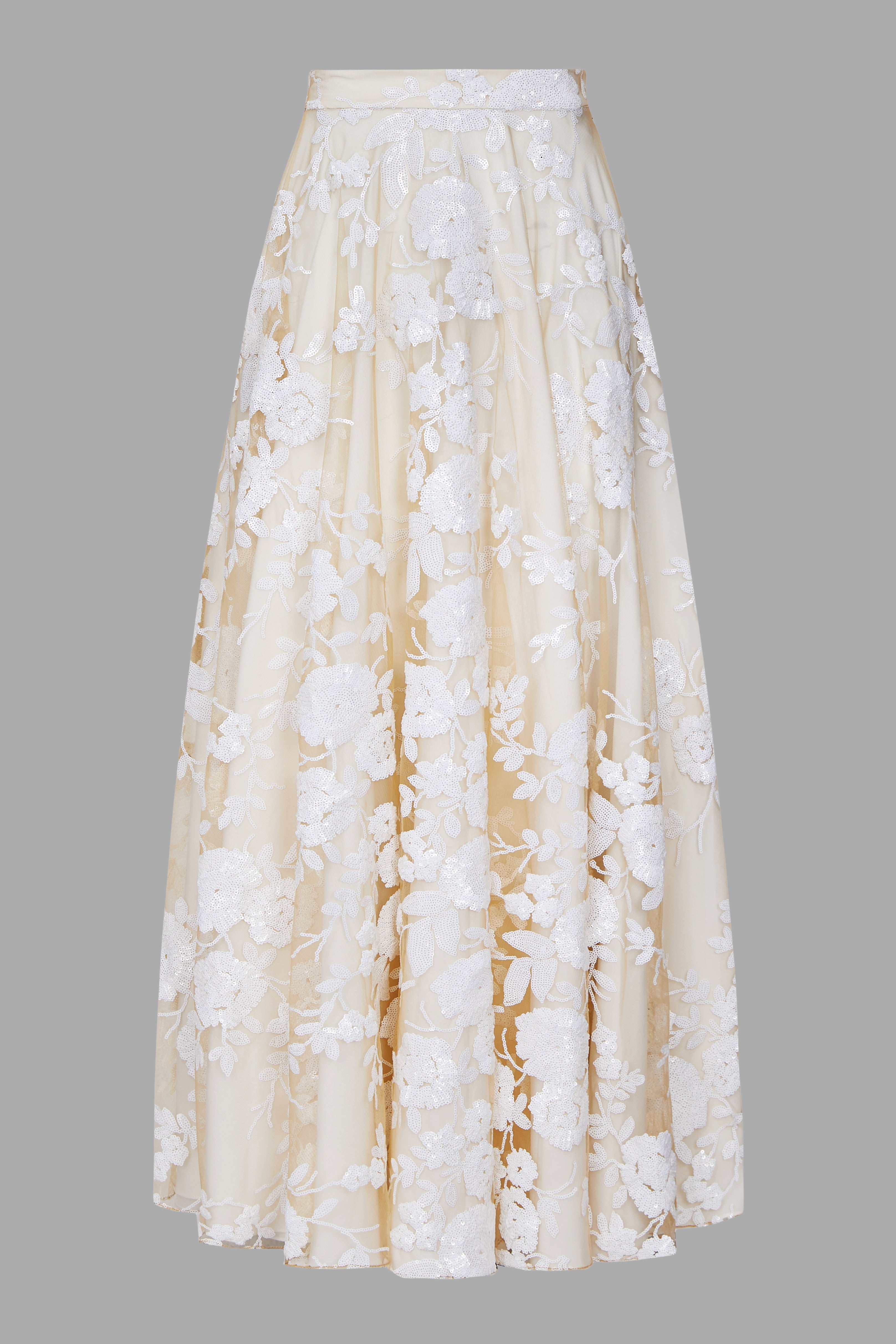 Signature White Rose Sequin Embellished Evening Skirt with Crop Top Womens Luxury Embellished Skirt Evening Outfit UME London