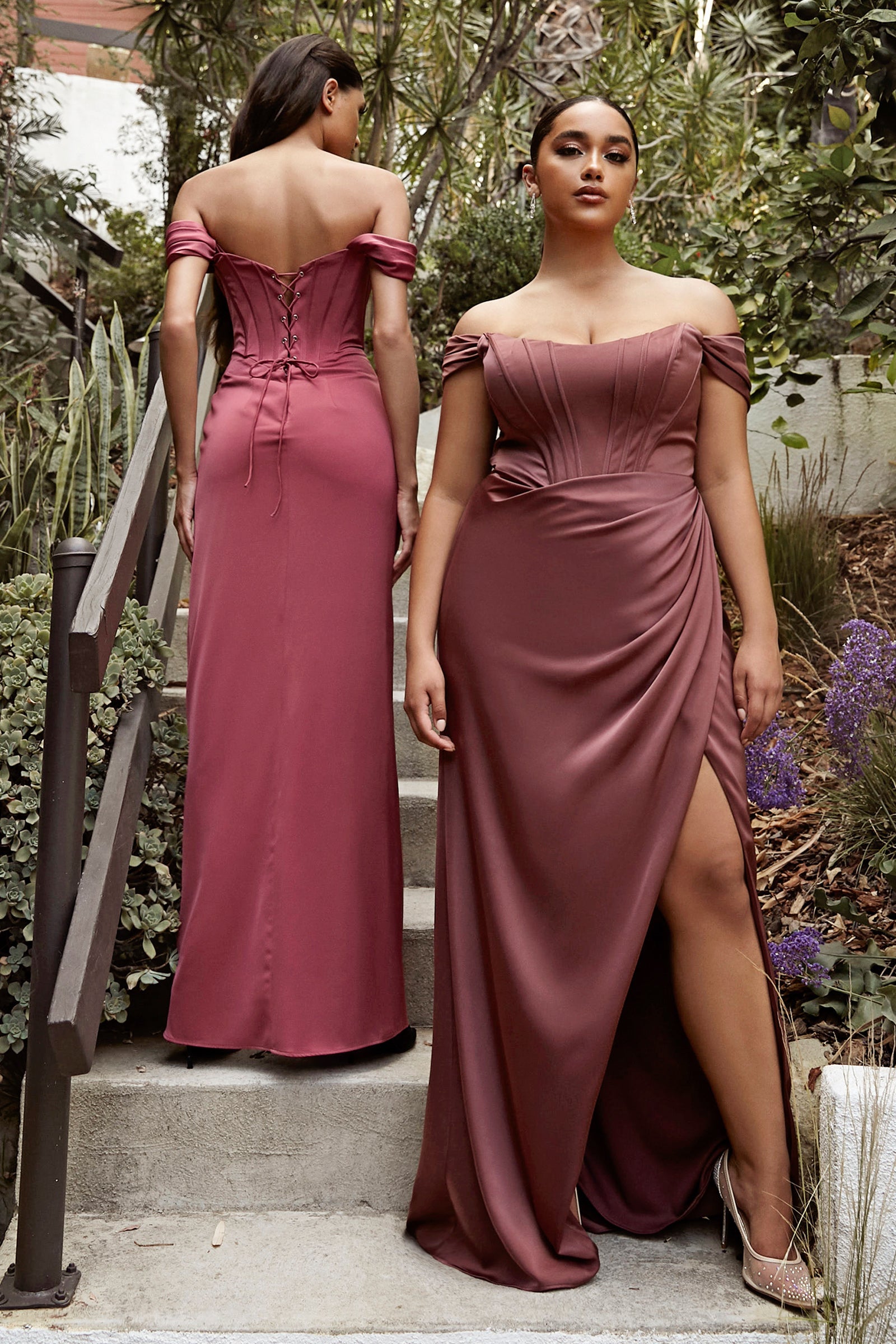 Soft Satin Pleated Corset Dress Detachable Straps Satin Bridesmaid Dresses Corset Prom Dress UME London UK Mahogany Brown