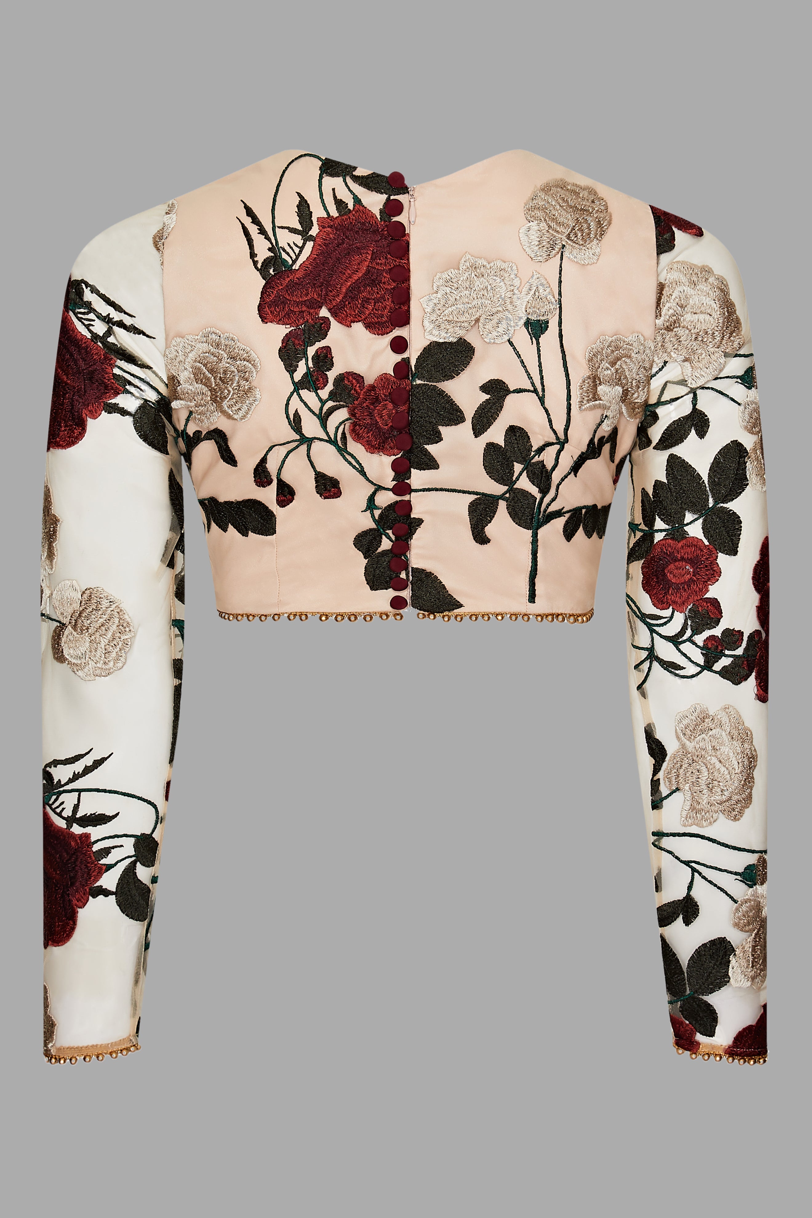 Timeless Red Rose Full Sleeve Top Evening Top Floral Top Wedding Top Reception Top Back