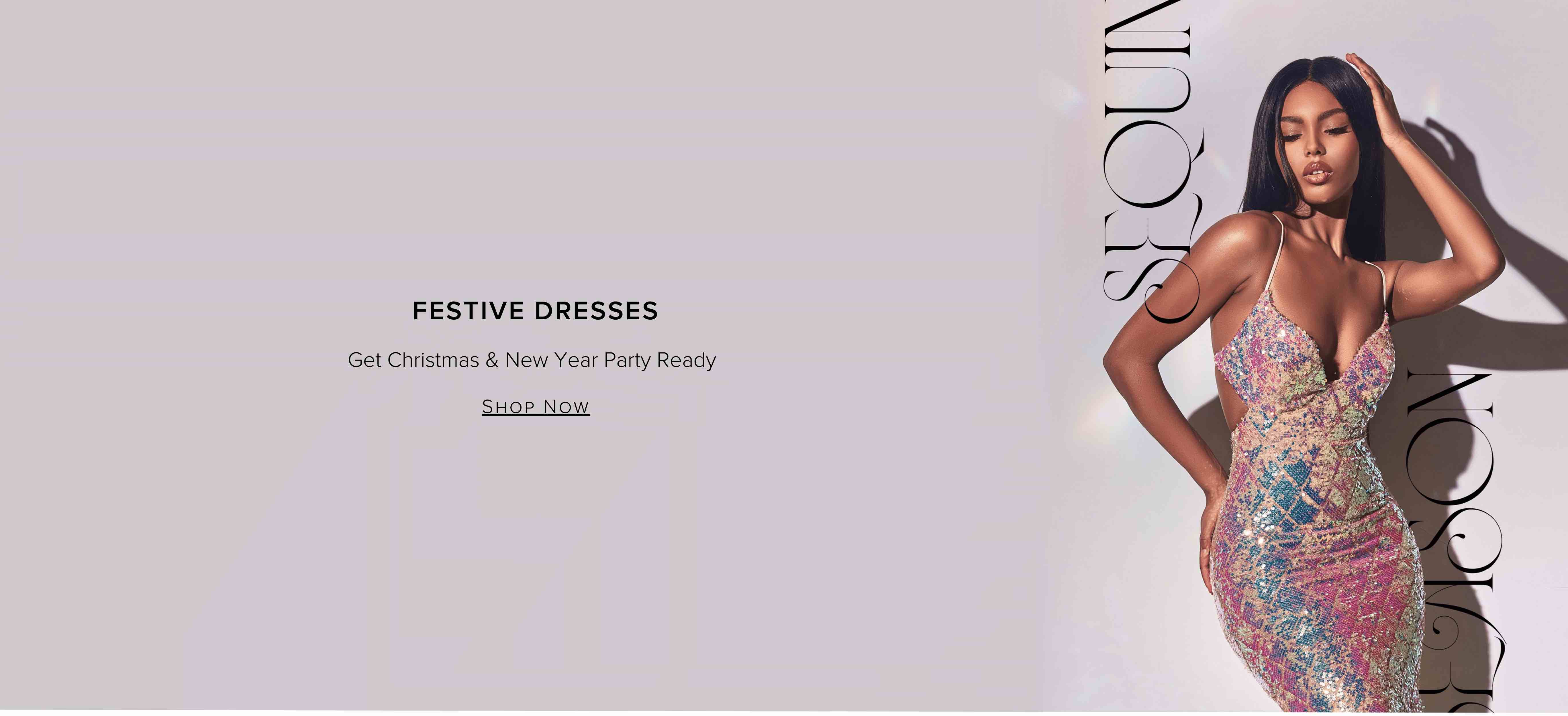 Long Sequin Occasion Dresses for Formal Festive Christmas & NYE Parties 