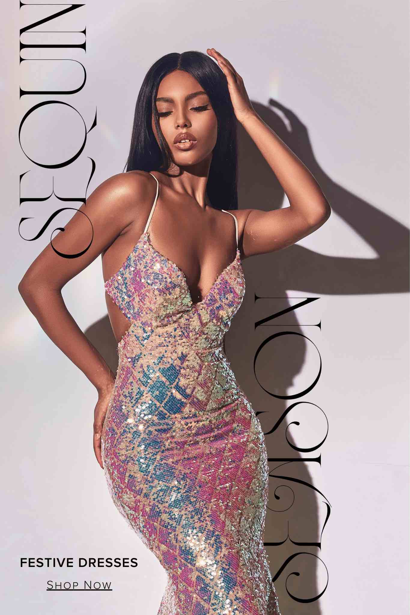 Long Sequin Occasion Dresses for Formal Festive Christmas & NYE Parties 