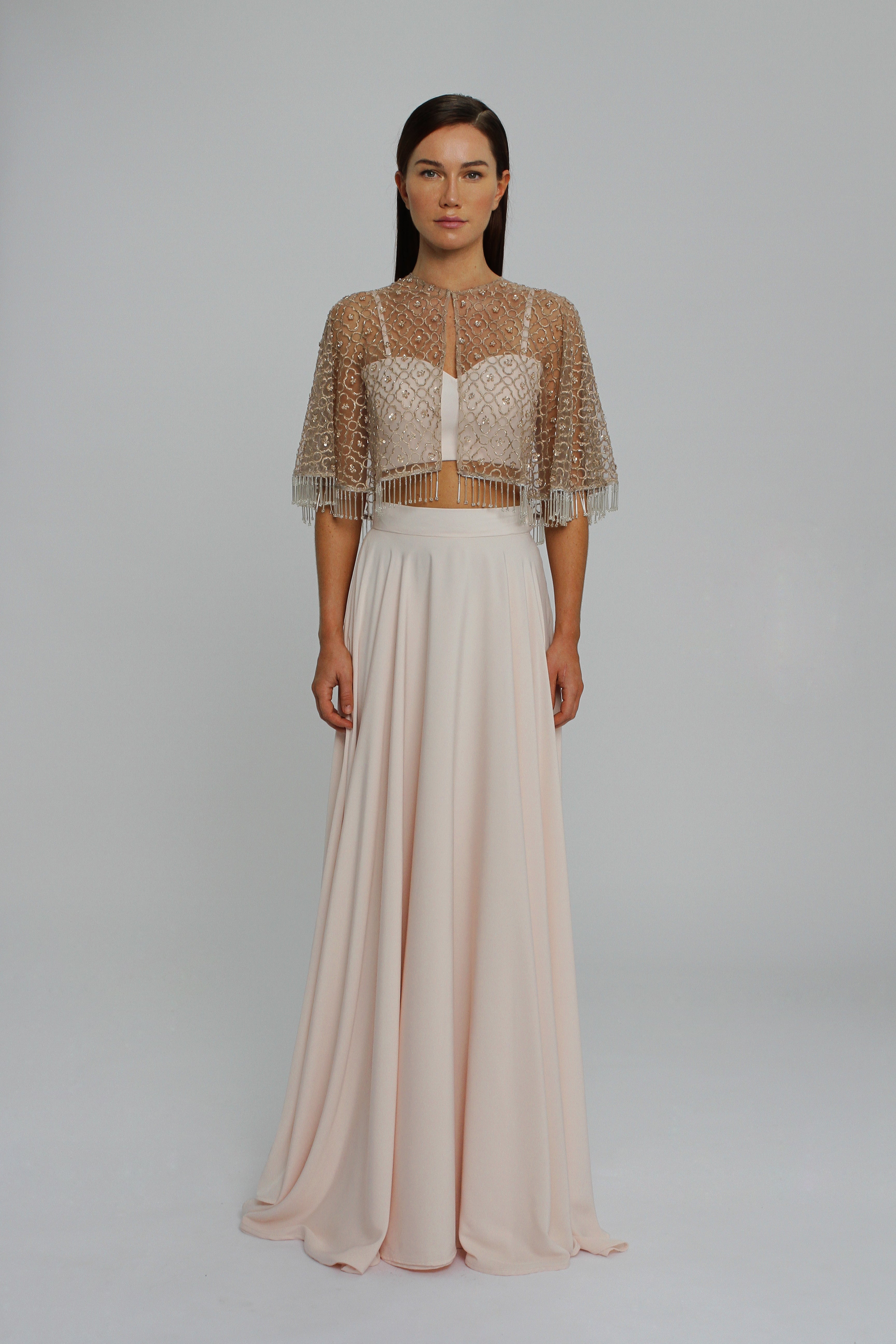 Classic Blush Pink Crop Top UME London Bridesmaid Tops Bolero Blush High Waist Evening Skirt Mermaid Dress