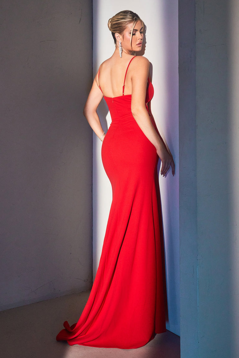 Red Fitted Cut Out Maxi Dress with Side Slit Mermaid Dress Prom Dresses Birthday Dress Back UME London