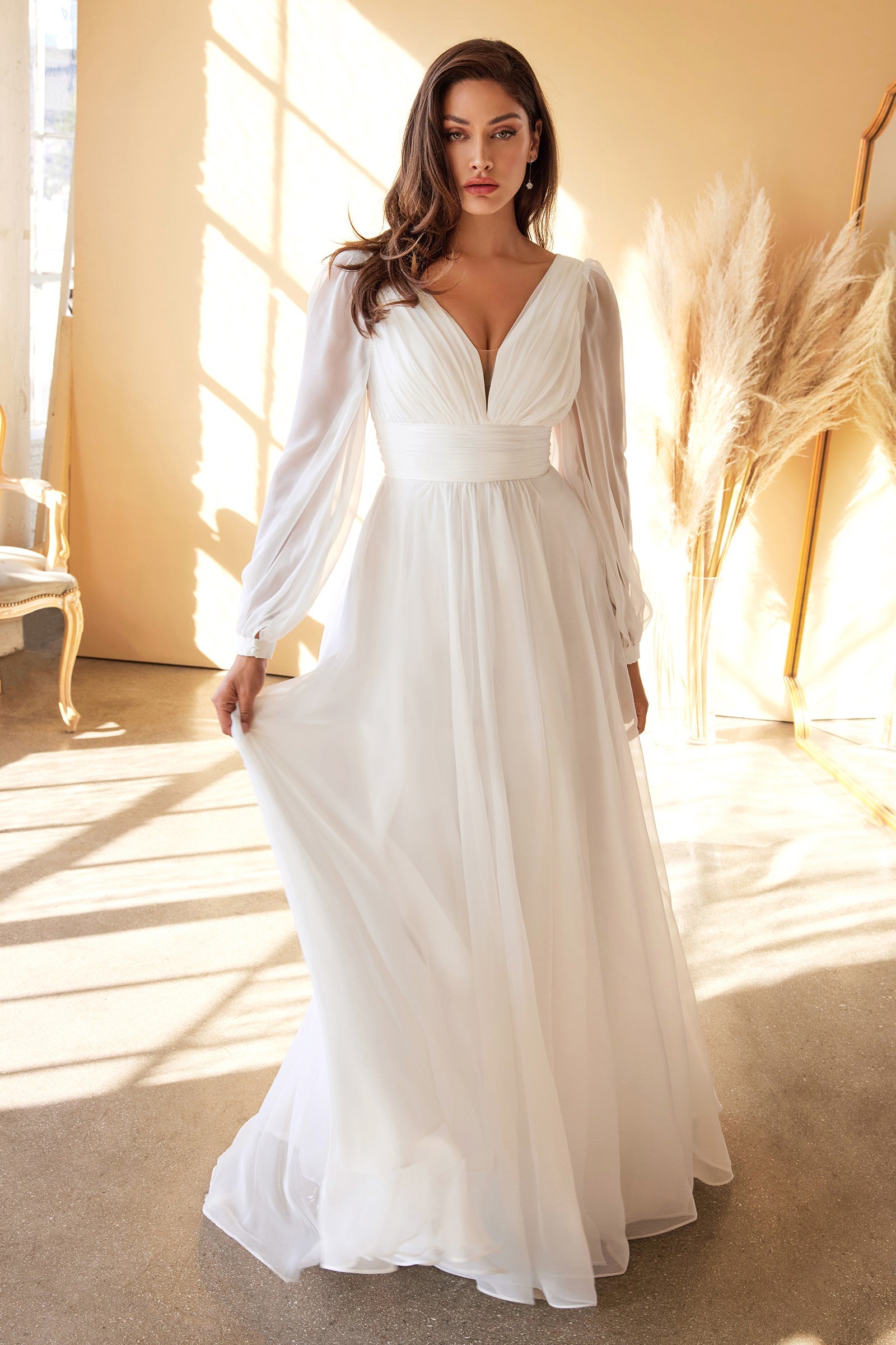 Long Sleeve Chiffon Wedding Dress I Wedding Dresses – UME London