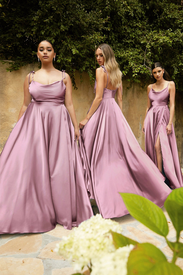 Maxi A-Line Satin Dress Satin Bridesmaid Dresses Satin Prom Dresses London Plus Size Dresses UK Mauve Destination Wedding