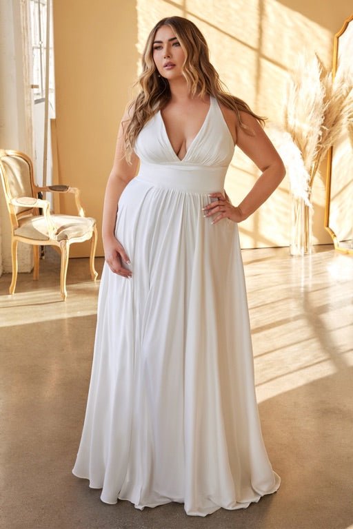 Off-White Satin A-line Wedding Dress Satin Bridesmaid Dresses Plus Size Dresses UME UK Plus Size Destination Wedding Dresses