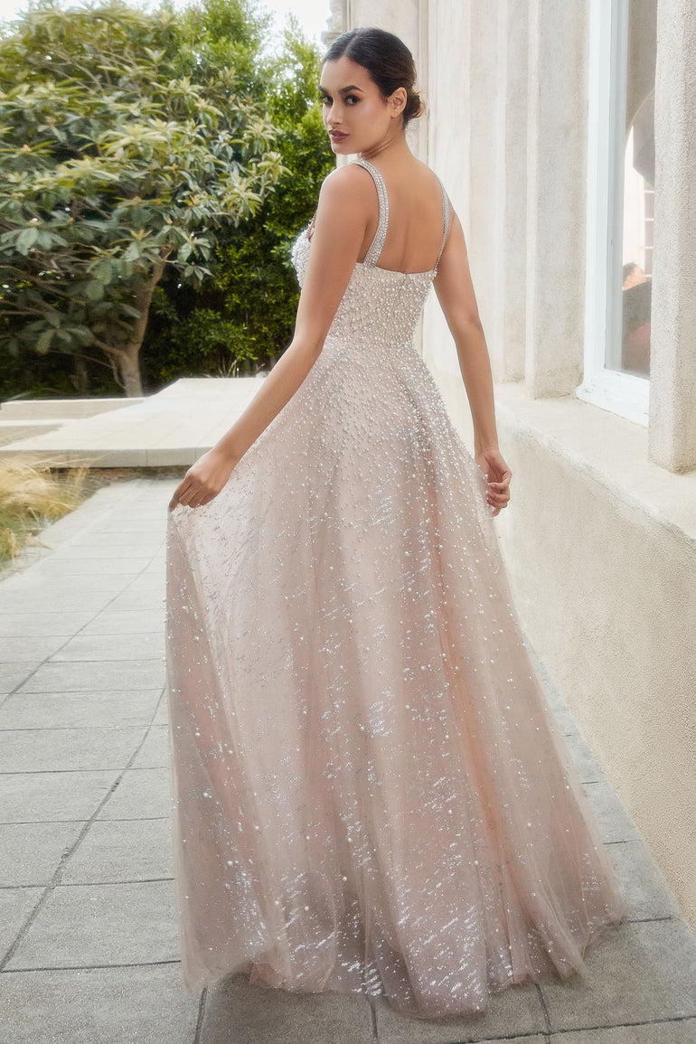 Pearleque Ball Dress with Crystal Strap Ball Gown Prom Dress Red Carpet Dress UME London Back
