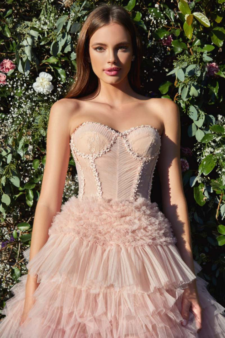 Princess Corset Ruffle Tulle Ball Dress Met Gala 2023 Jessica Chastain Gucci UME London Ball Dress Prom Dress UK Blush Detail