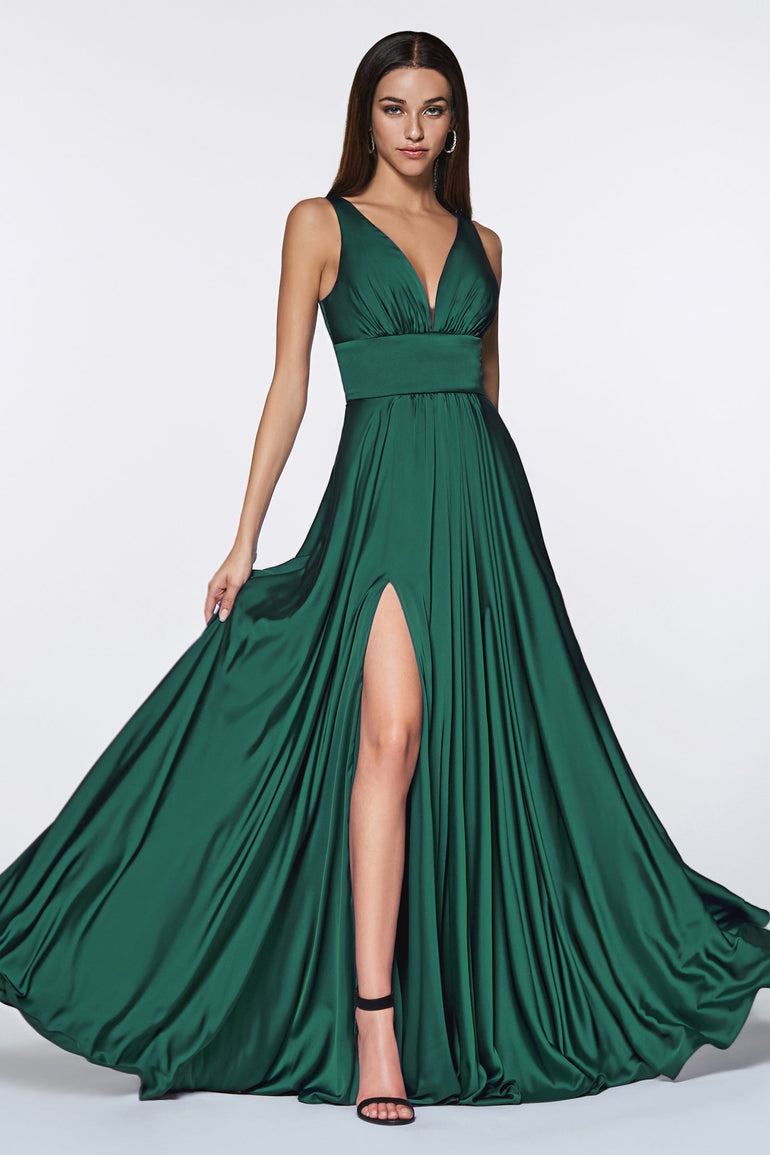 Satin Maxi A-Line Dress With Side Split UME London Satin Maxi A-Line Dress With Side Split UME London