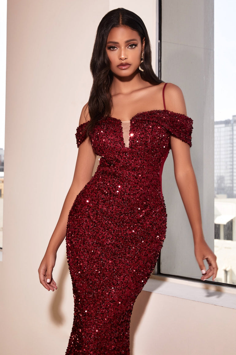 Sequin Mermaid Evening Dress Fishtail Dress Mermaid Prom 2023 Dresses Prom Dresses Plus Size Dresses UK  UME London Burgundy