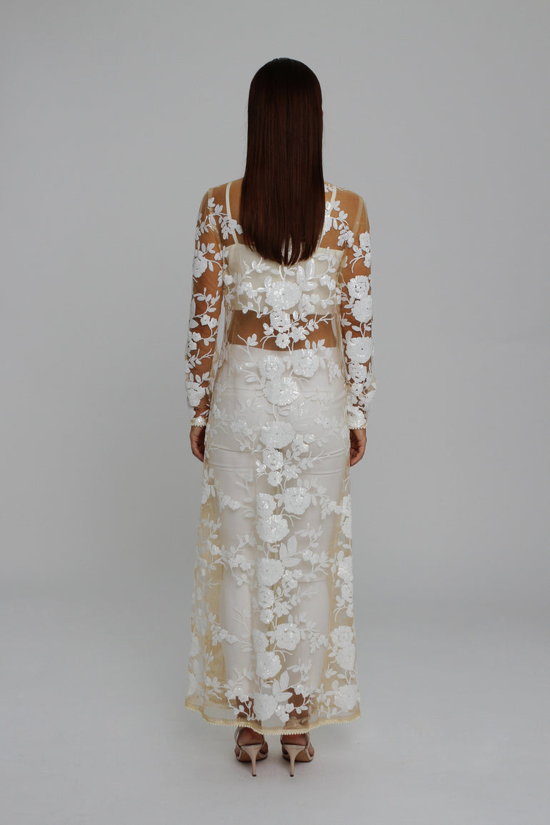 Signature Tailored White Sequin Jacket Evening Outfit Luxury Tailored Embellished Jacket Womens Wedding Outfit UME London UK