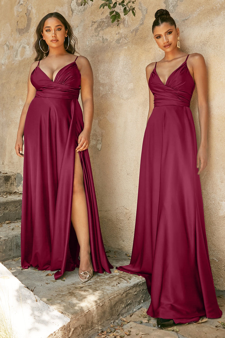 Soft Satin A-Line Dress With Sweetheart Neckline Satin Bridesmaid Dress Satin Prom Dress Plus Size Dress UME London Burgundy