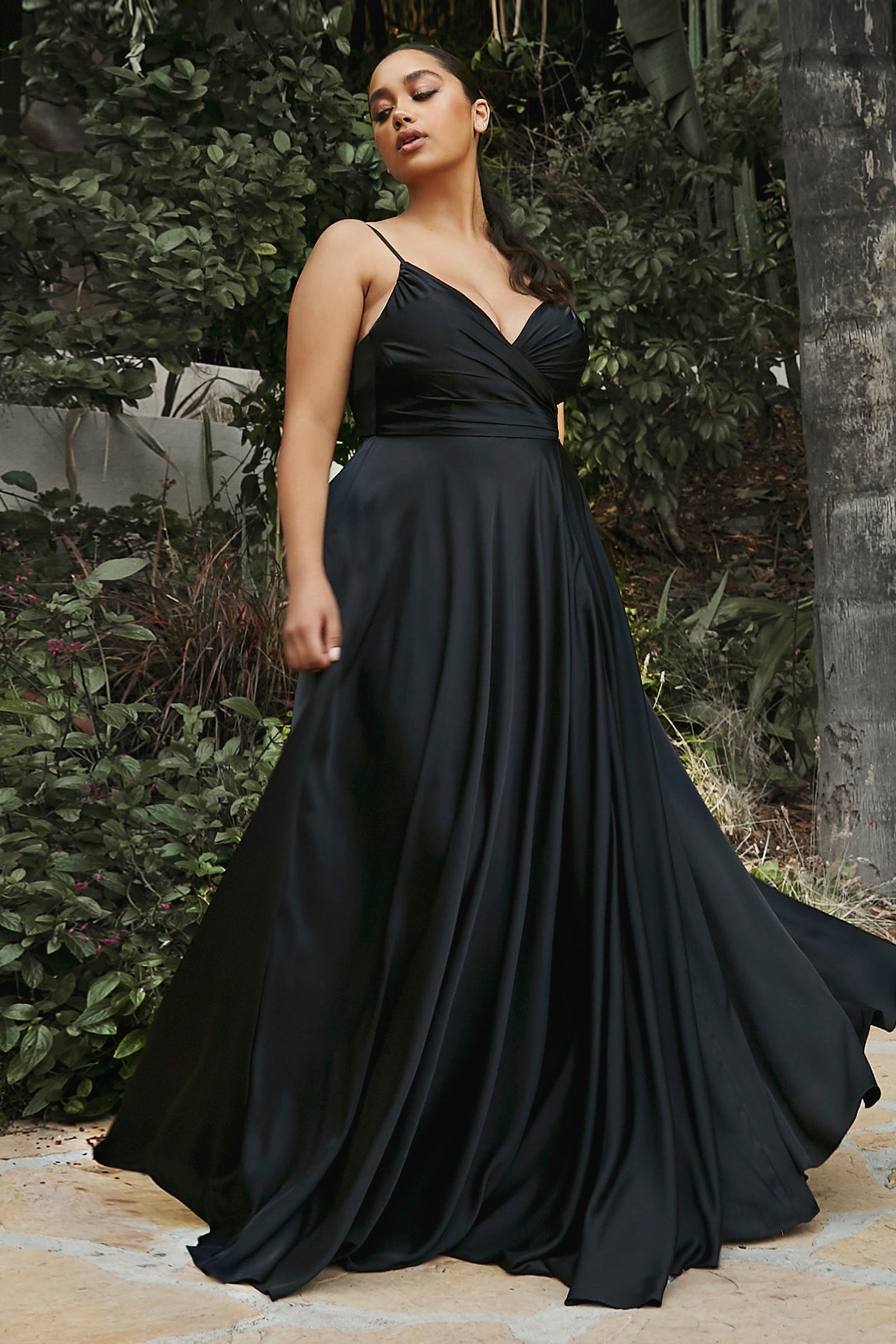 Long black formal dress plus size sale