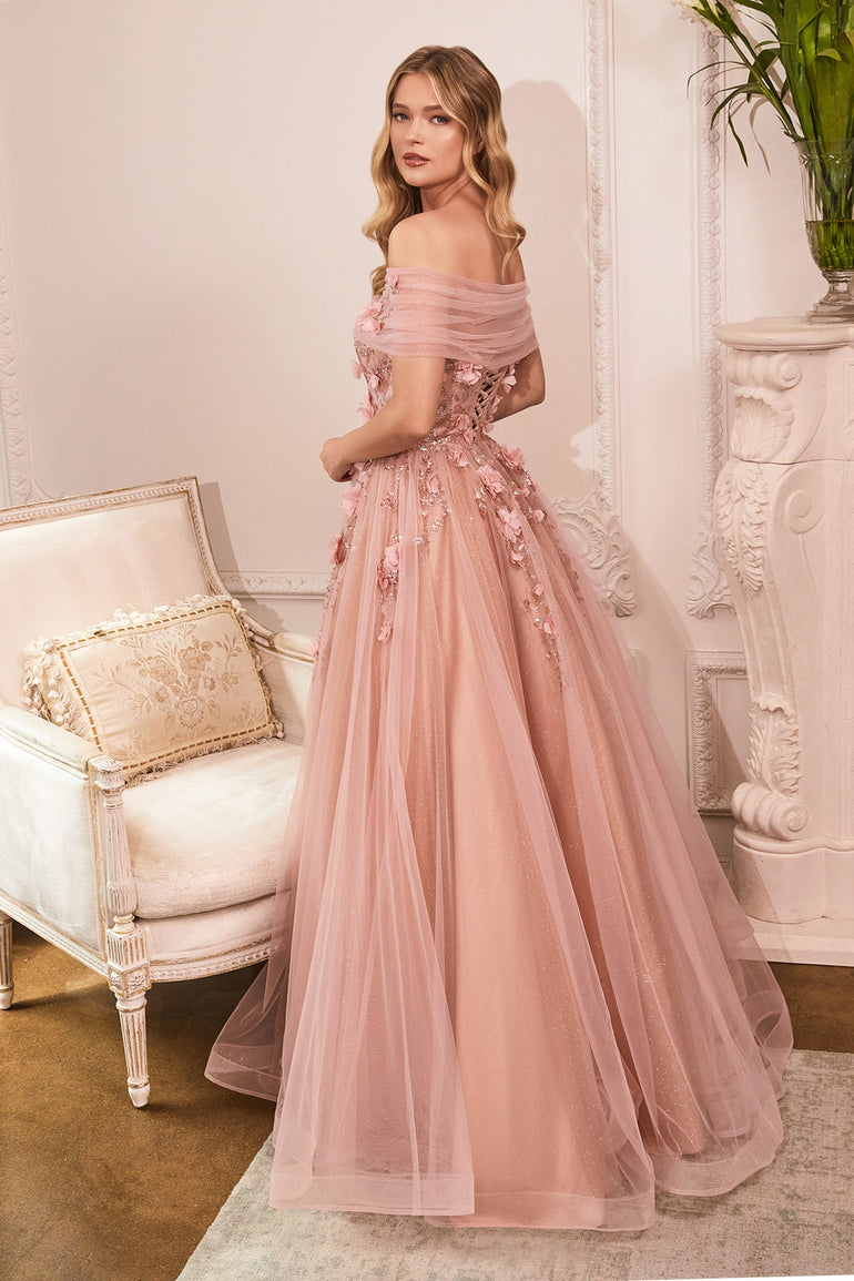 Strapless Floral Tulle Ball Dress with Detachable Shawl Corset Prom Dress Prom Dresses UME London Plus Size Dresses Rose
