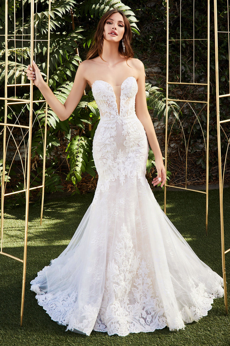 Strapless Lace Wedding Dress Off Shoulder Plus Size Lace Corset Wedding Dresses UME London UK Trail Mermaid Wedding Dress