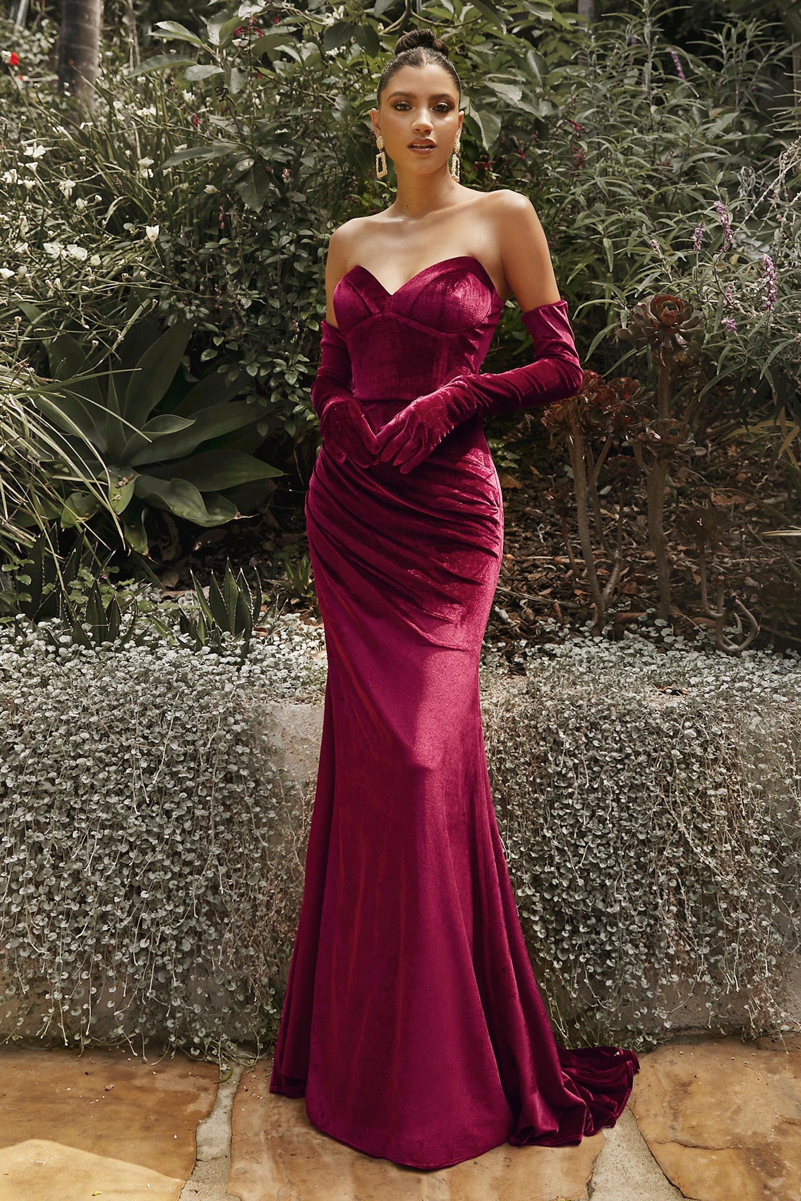Velvet Mermaid Dress with Corset and Detachable Gloves UME London Velvet Mermaid Dress with Corset and Detachable Gloves UME London